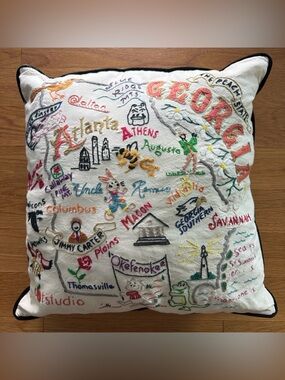 Catstudio Georgia Hand Embroidered Pillow State Travel Souvenir Atlanta GA